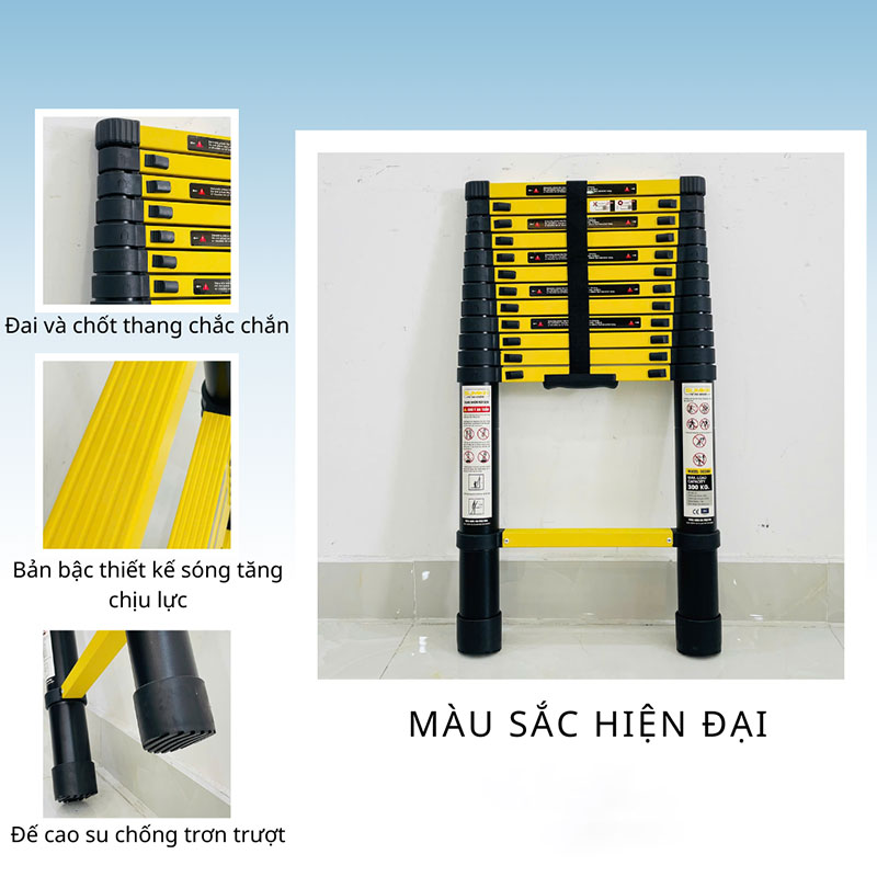 Thang nhôm rút sơn tĩnh điện 3,8M Sumika SKS380