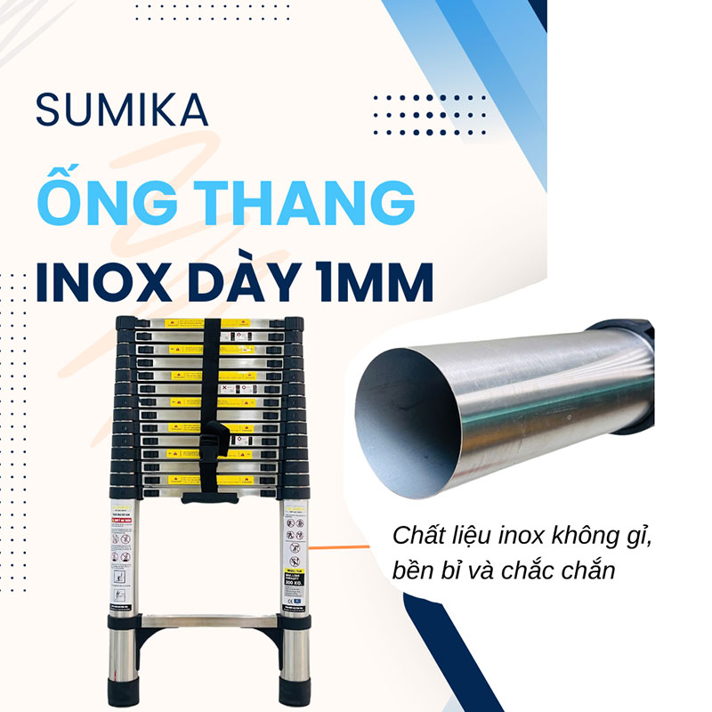 Thang inox rút đơn Sumika 4,4m Model T440