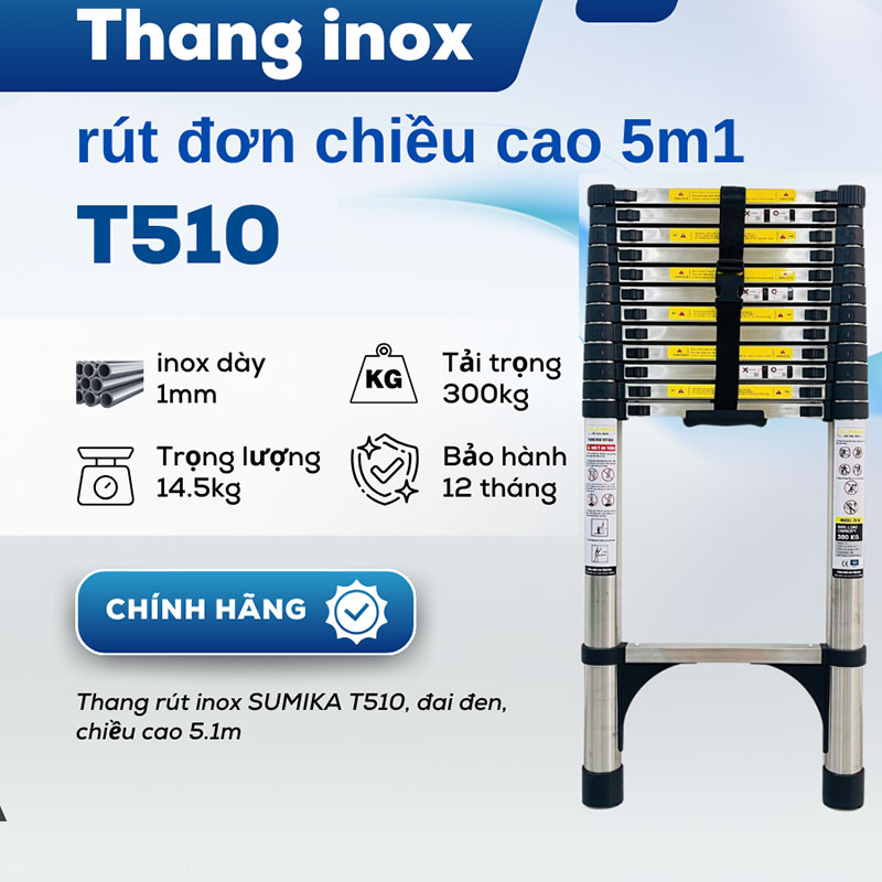 Thang rút inox 5,1m Sumika T510