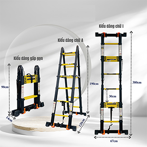 Thang nhôm rút chữ A sơn tĩnh điện Sumika KS380D