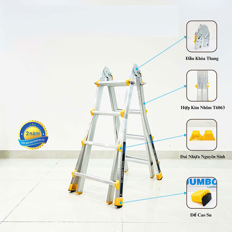 Thang nhôm chữ A đa năng Jumbo A404