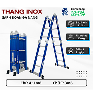 Thang inox gấp 4 đoạn Sumika SKS603