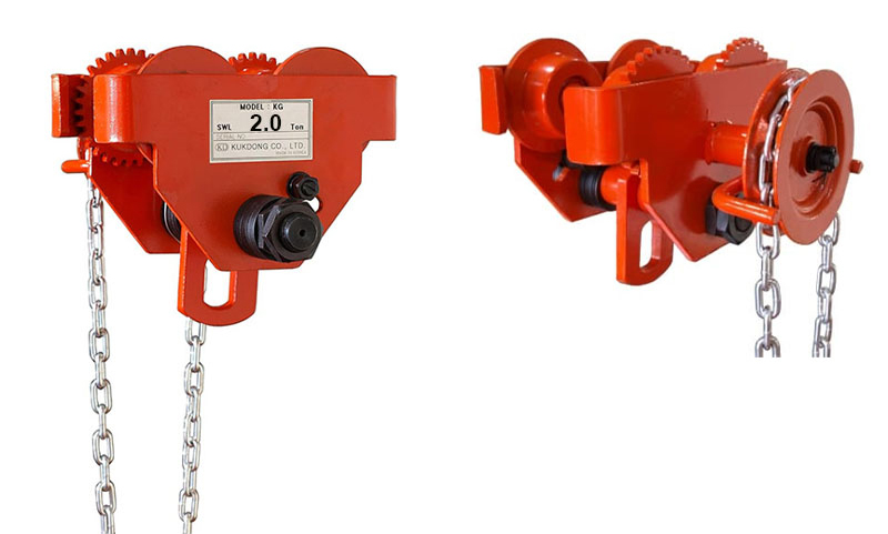 con chạy pa lăng xích kéo tay 2 tấn 3m có táng Kukdong KG-2T