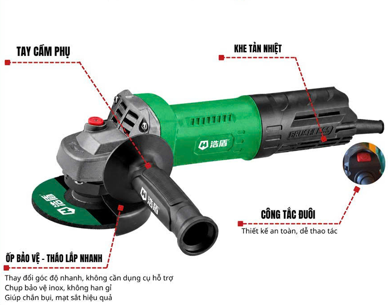 M&aacute;y m&agrave;i 100mm kh&ocirc;ng chổi than Haodun HD6-100