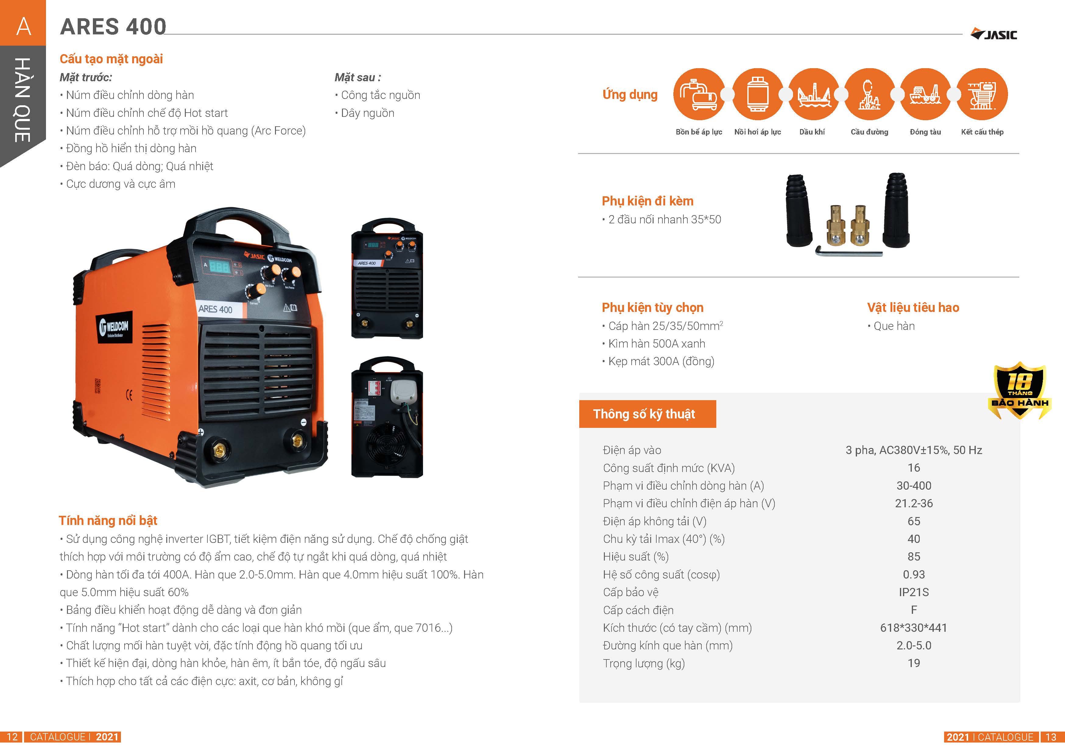 Catolog Máy hàn que Jasic ARES-400