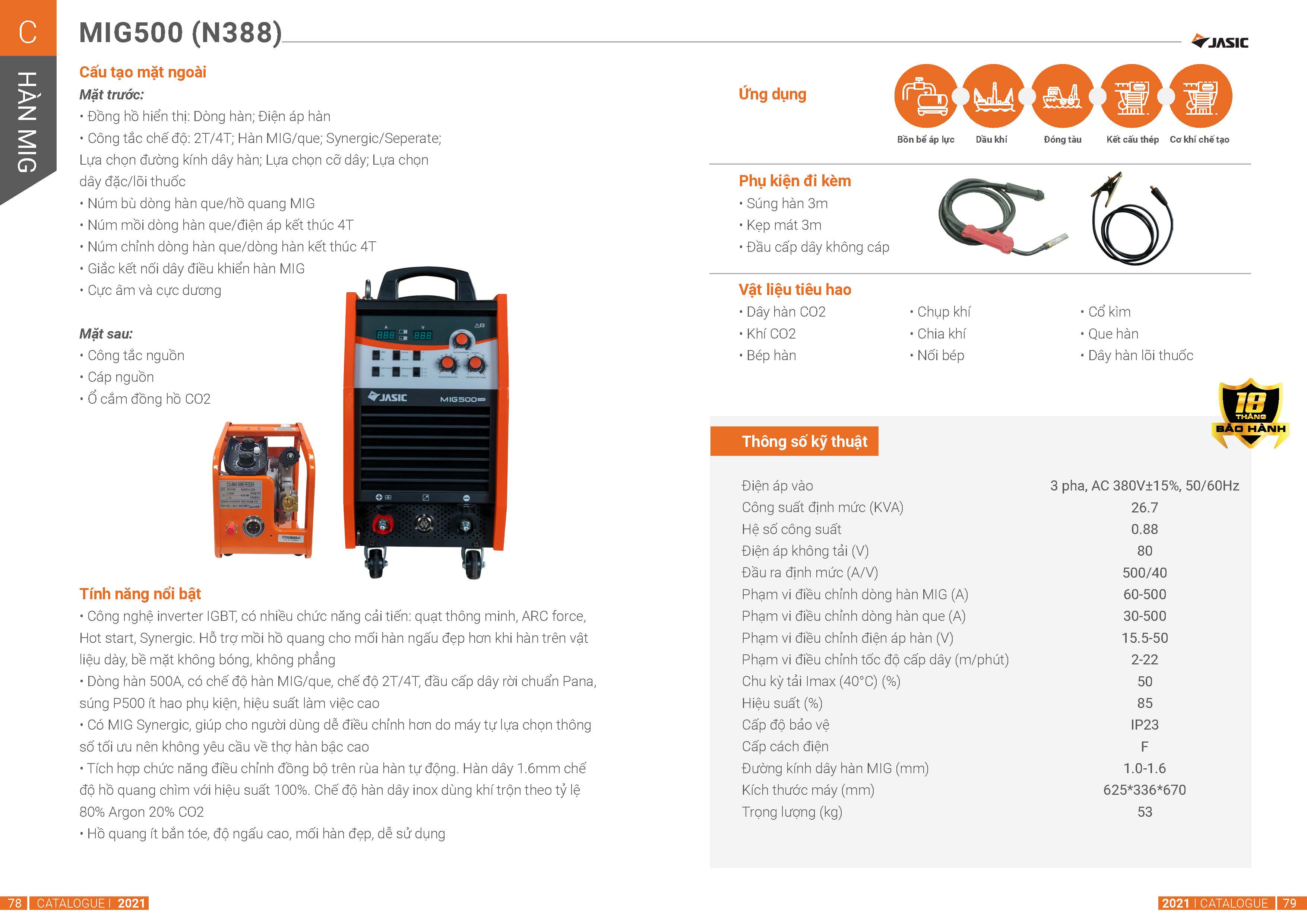 catolog Máy hàn Mig Jasic Mig 500 N338