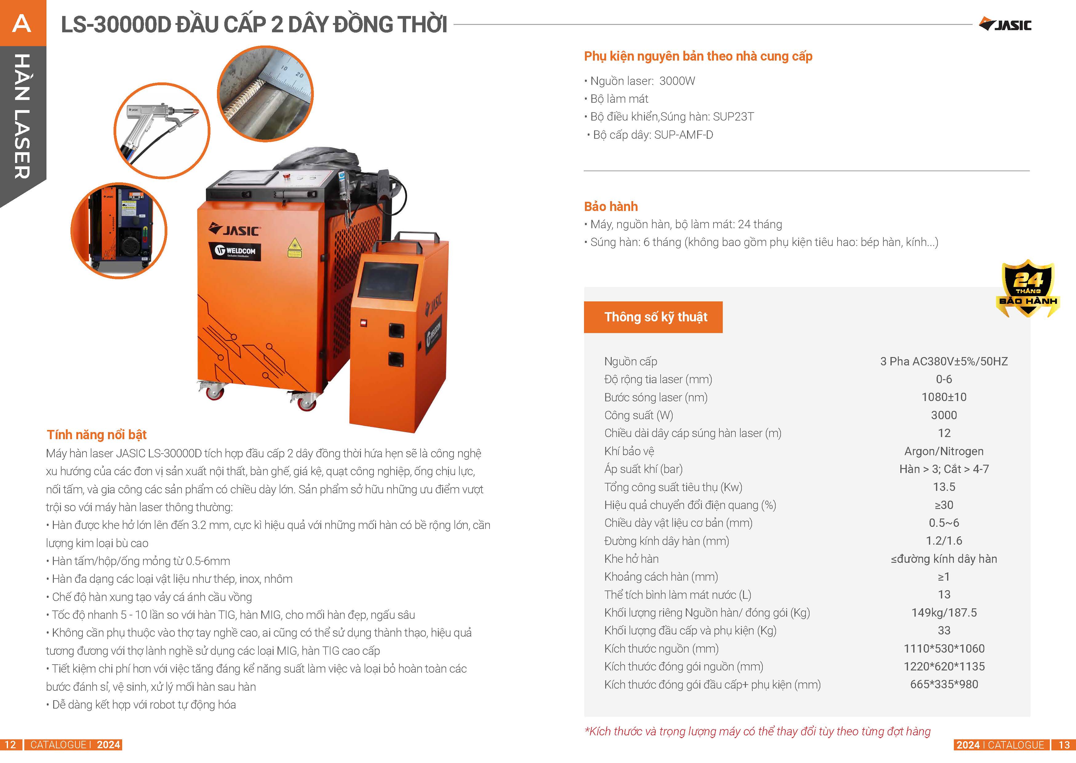 Catolog máy hàn laser 30000D bộ cấp dây đôi của Jasic